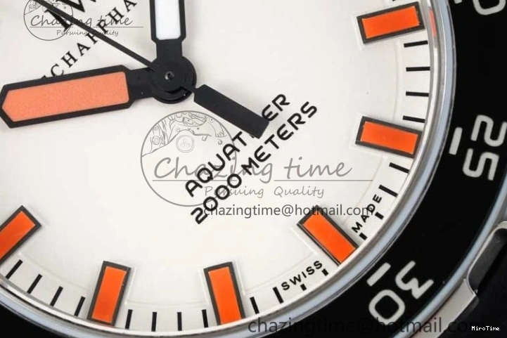MIROTIME 0219 Aquatimer Automatic SS RSF 1:1 Best Edition White Orange Dial on Black Rubber Strap A Supportive 7069
